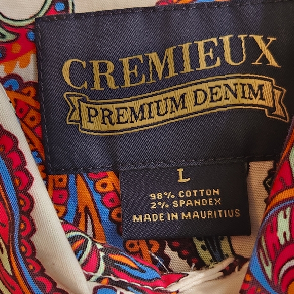 Cremieux Shirt L White Red Paisley Cotton Short Sleeve Button Down Casual New$60 - Picture 3 of 10